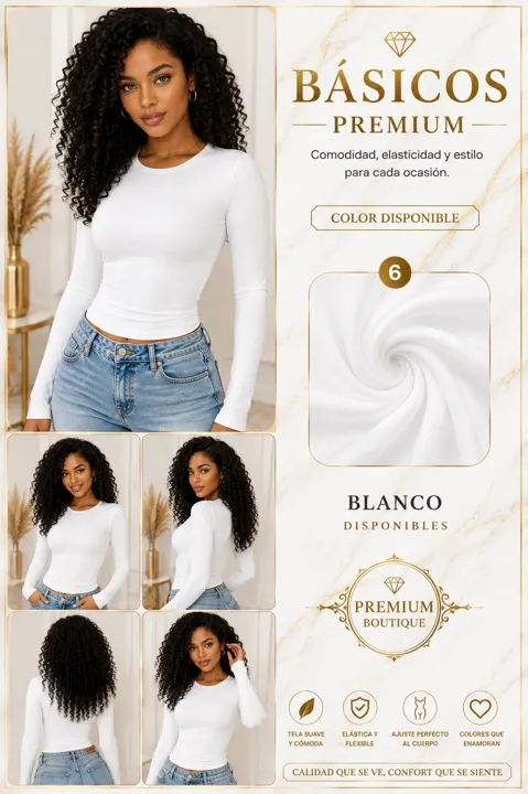Blusa Cuello redondo, color Blanco