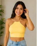 Blusa Bianca, color Amarillo mantequilla